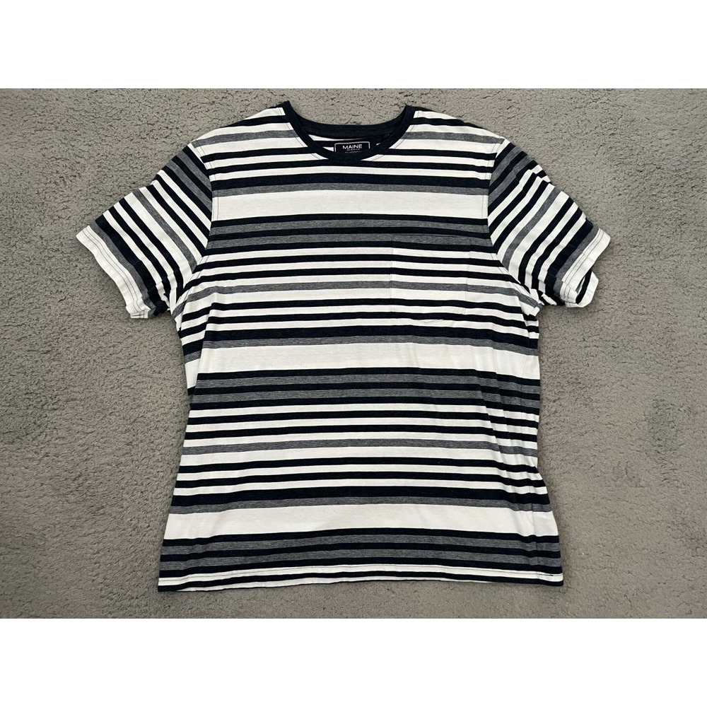 Maine New England Shirt Mens‎ L Blue White Striped Cotton Classics